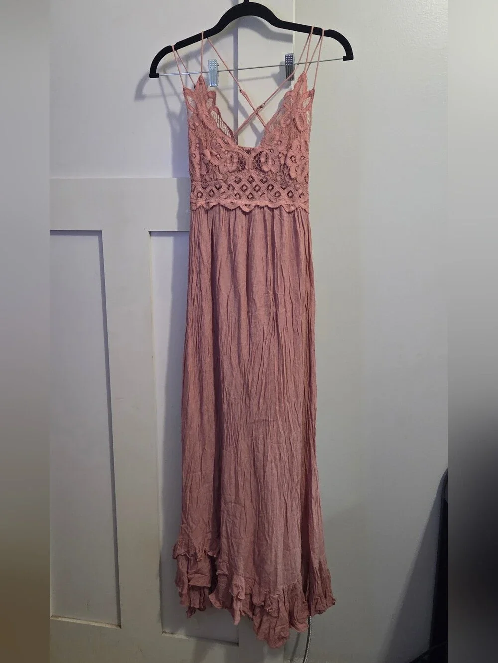 Free People One - Romantic Lace Bodice Maxi Dress in Dusty Rose - Picture 1 of 6